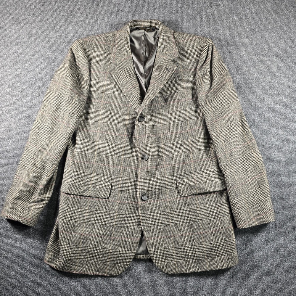 VTG Brooks Brothers Mens Blazer 3 Button Jacket 100% Camel Hair Plaid Check Coat